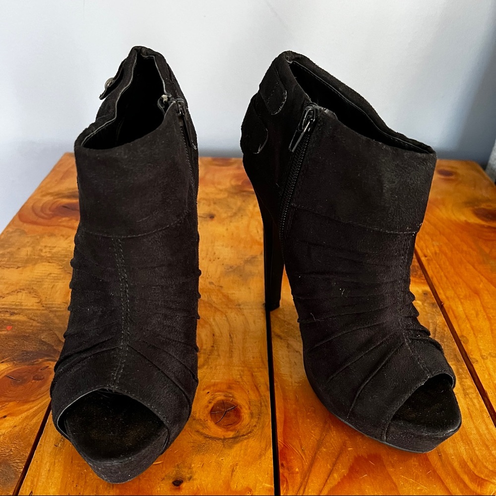 Black Peep Toe Bootie